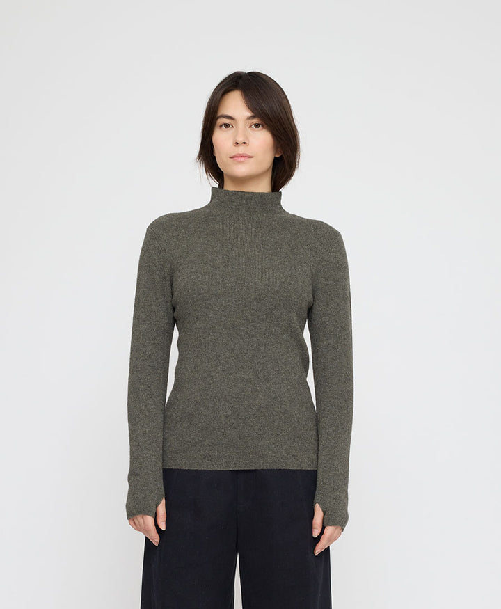 Strickpullover Yak Mock-Neck - Sage Gray