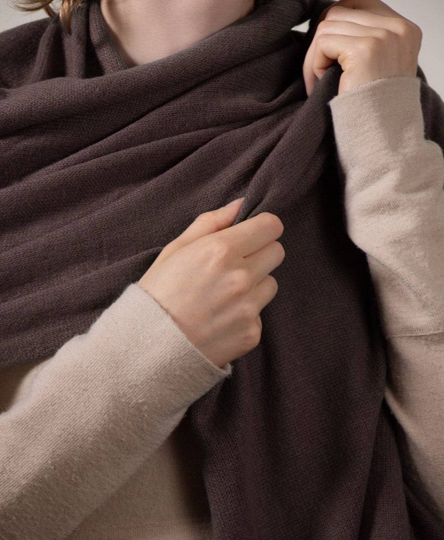 Strickschal aus Kaschmir - Dunkelbraun