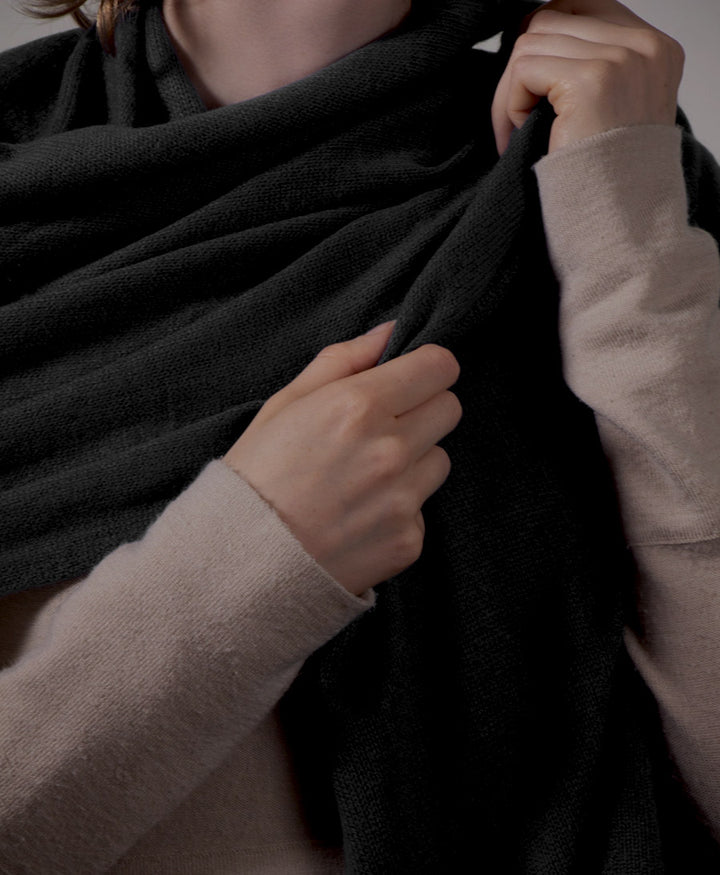 Strickschal aus Kaschmir - Schwarz