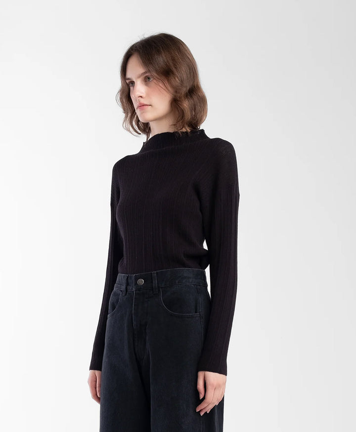 Schwarzer Strickpullover - Black Isla Rib Top