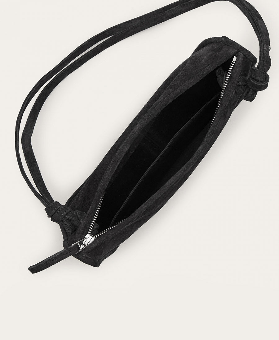 Umhängetasche aus Leder "Suzanne M" - Velvet - Schwarz