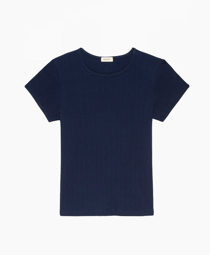 T - Shirt "The Pointelle Baby Tee" - Navy - DONNI. - clomes