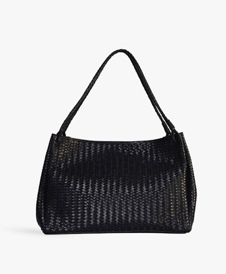 Gewebte Ledertasche "LUX" - Schwarz