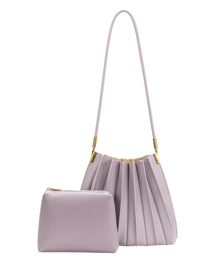 Plissierte Schultertasche CARRIE aus veganem Leder - Lila