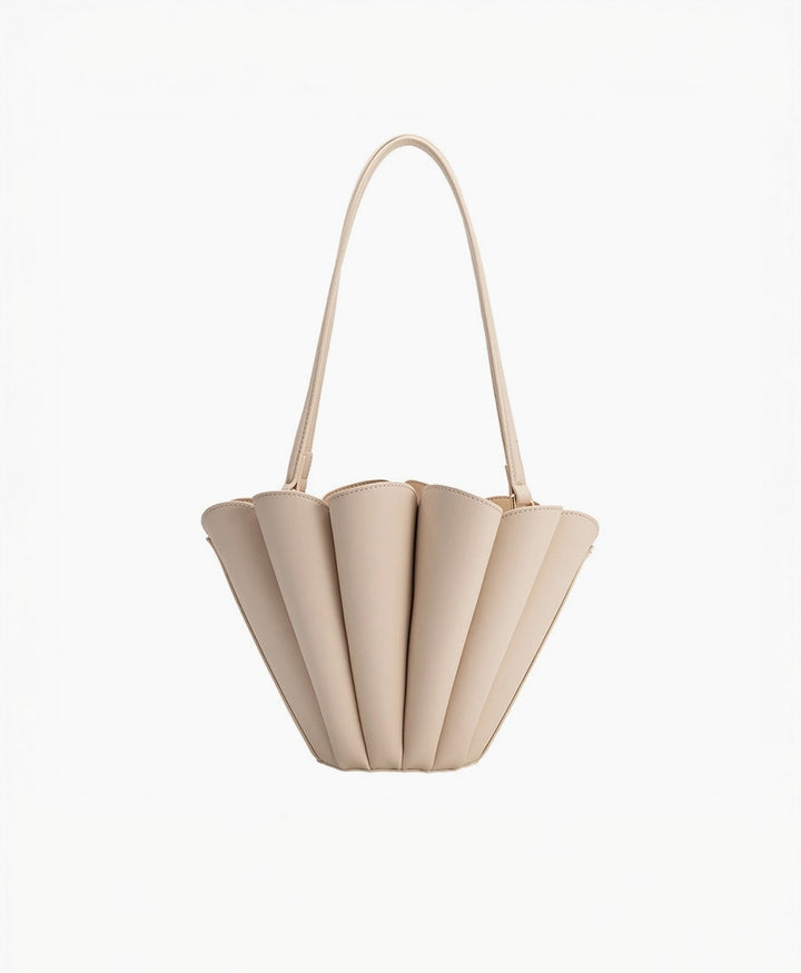 Schultertasche SHELLIE aus veganem Leder - Hellbeige