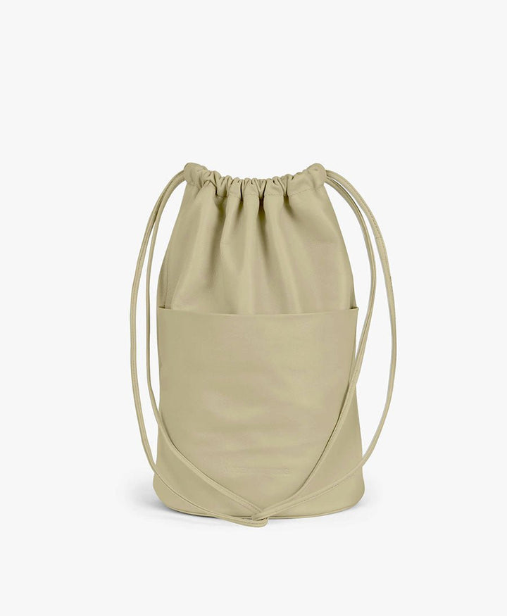 Tasche "Drawstring Slouch Pocket Bucket" - Lammleder, pastellgrün - Modern Weaving - clomes