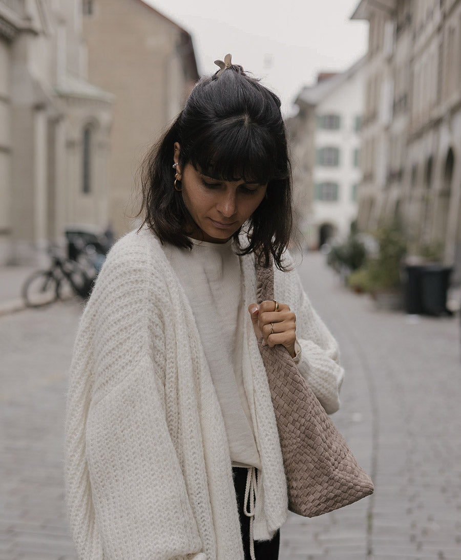 Leichter Strick-Wickelcardigan VEGA - Ivory