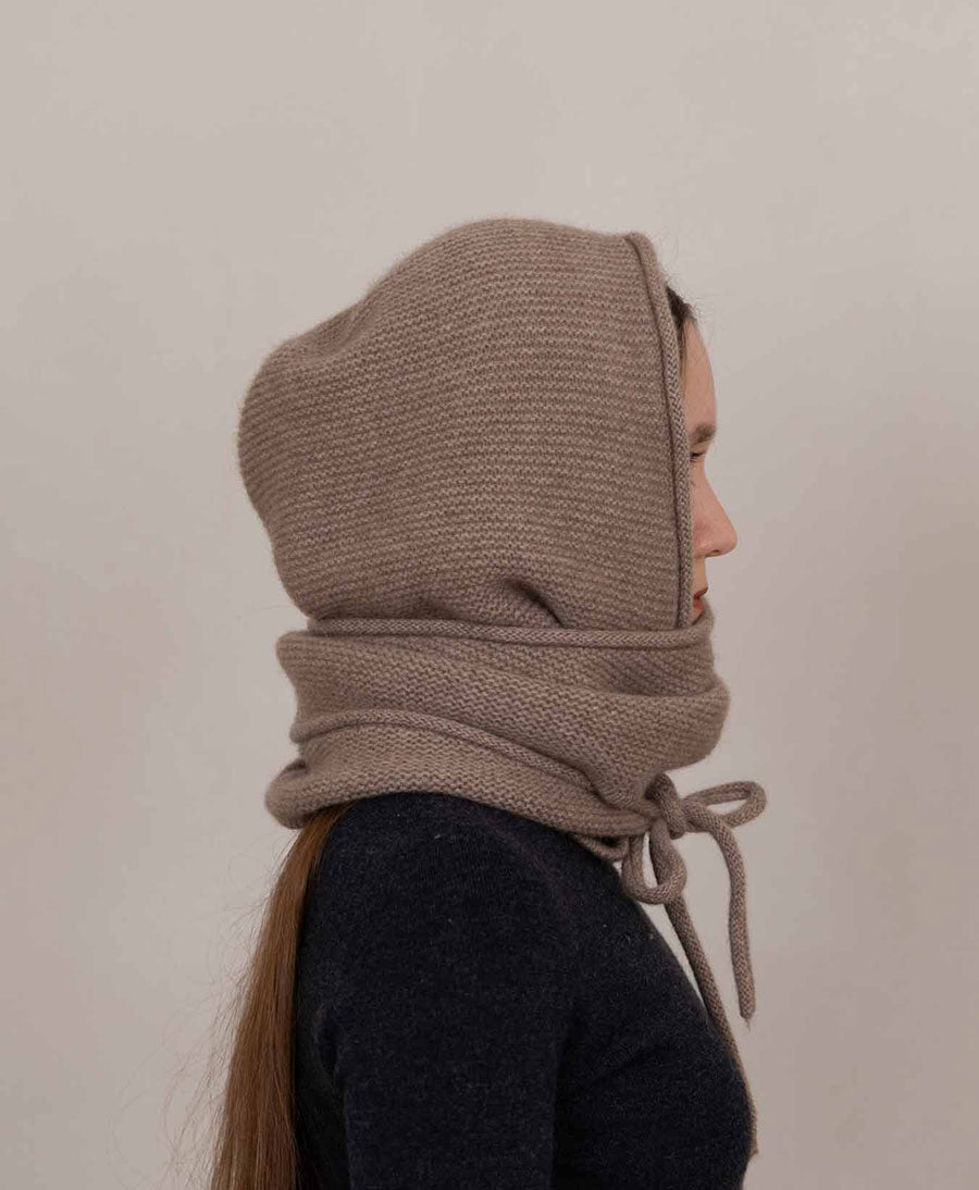 Kapuzenschal Eden aus Kaschmir - Taupe