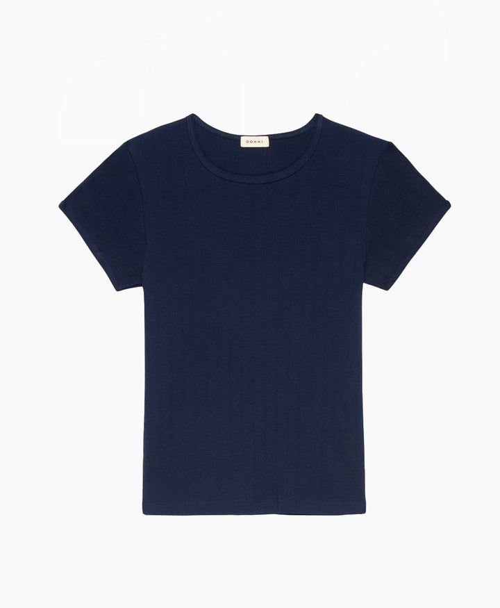T-Shirt "The Pointelle Baby Tee" - Navy