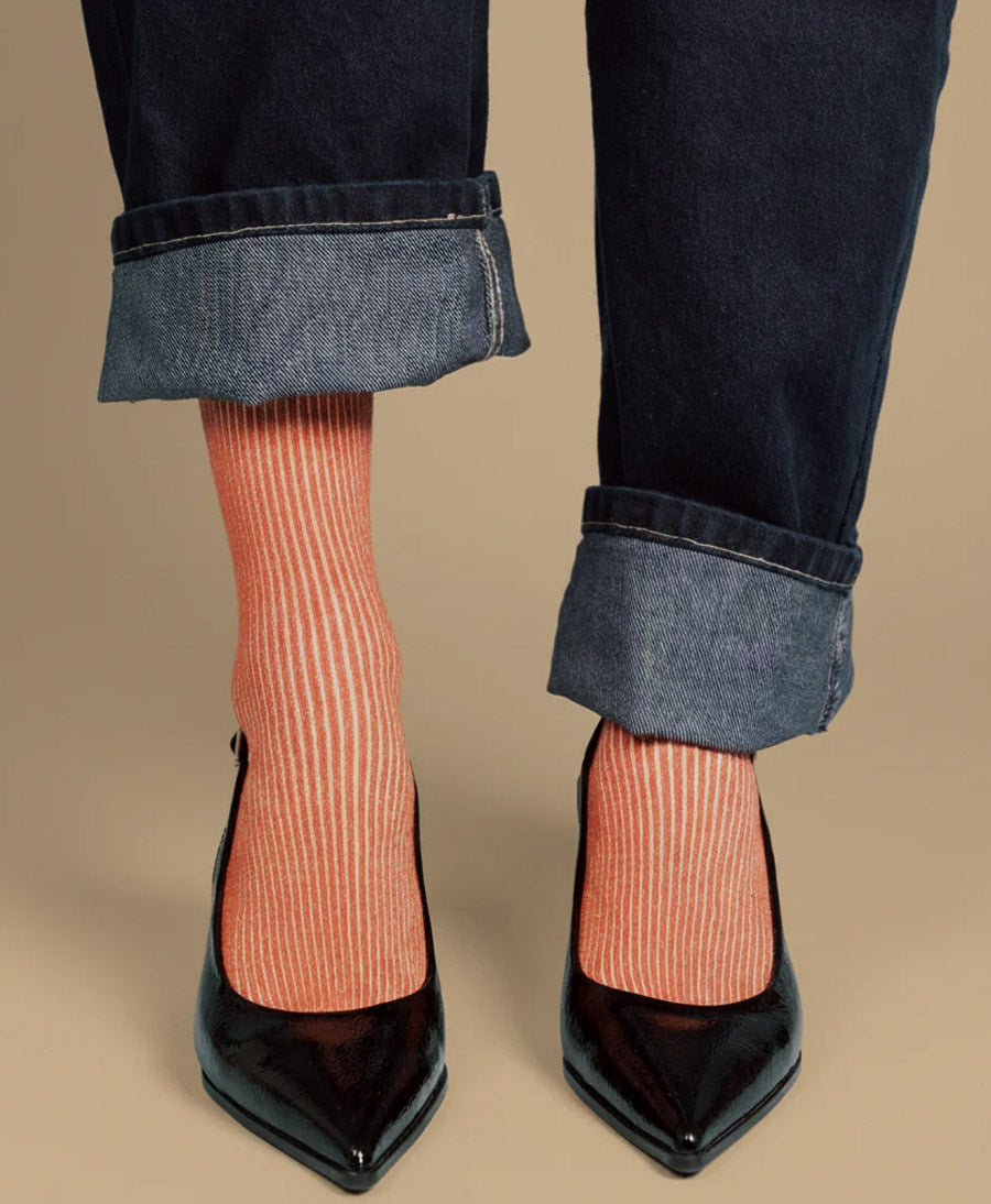 Glitzer Socken Lyocell - Ziegelrot