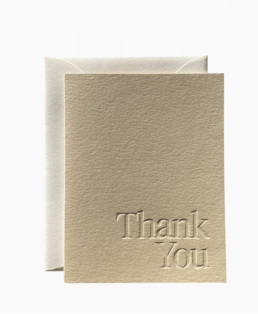 Geprägte Karte mit Couvert "THANK YOU" Sand