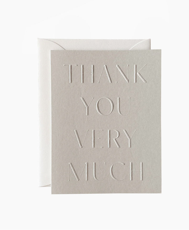 Geprägte Karte mit Couvert "THANK YOU VERY MUCH" Grau