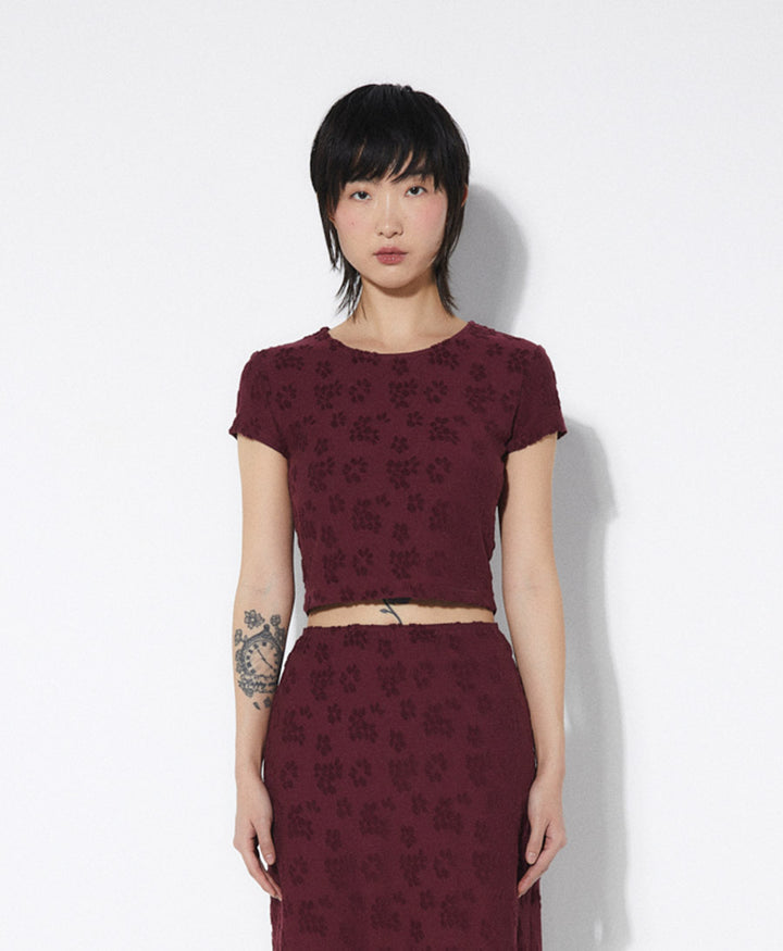 Kurzes T-Shirt GLORIA - Burgundy