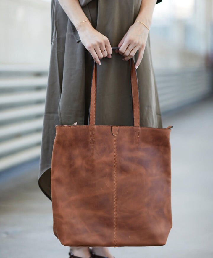 Tote Bag mit Reissverschluss - Braun - PARK - clomes