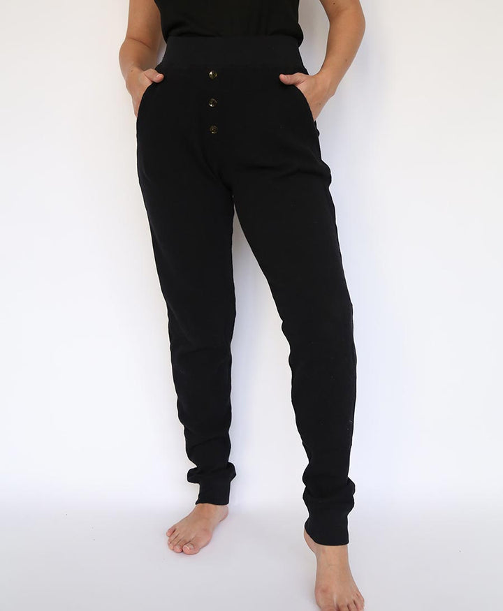 Trainerhose Thermal Henley Sweatpant aus Baumwolle - Schwarz - DONNI. - clomes