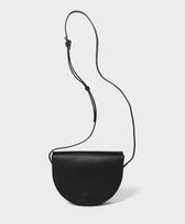 Ledertasche Umhängetasche Cross Body Halbmond Park in Schwarz
