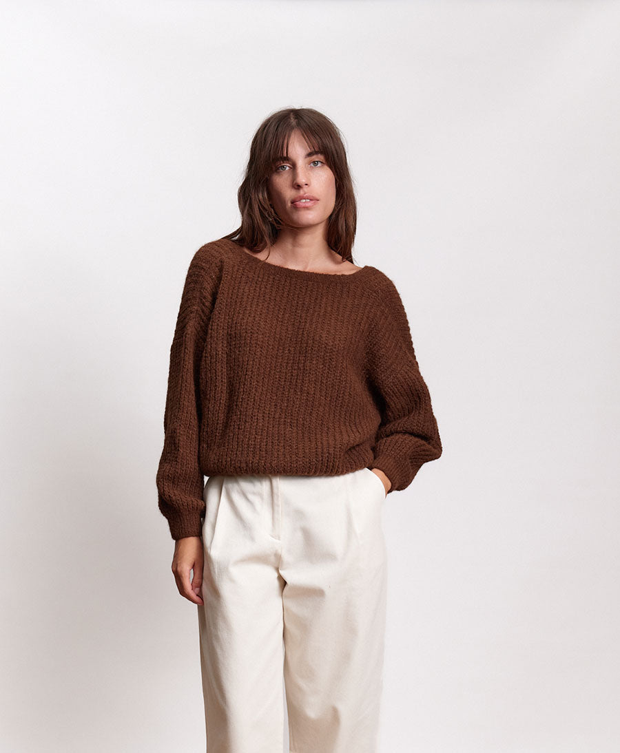 Leichter Strick-Wickelcardigan VEGA - Braun