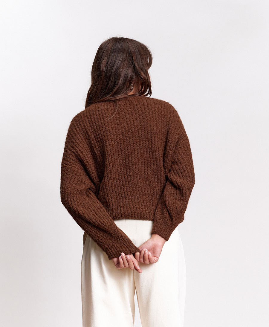 Leichter Strick-Wickelcardigan VEGA - Braun