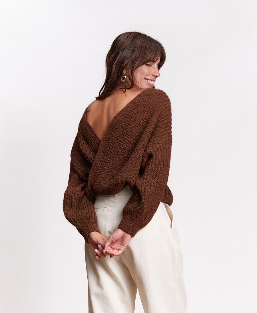 Leichter Strick-Wickelcardigan VEGA - Braun