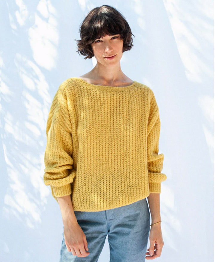 Leichter Strick-Wickelcardigan VEGA - Mustard