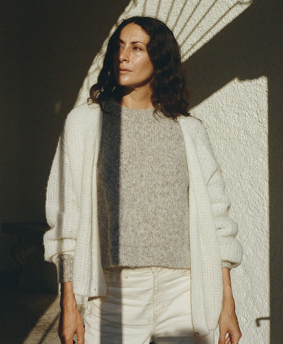 Leichter Strick-Wickelcardigan VEGA - Ivory