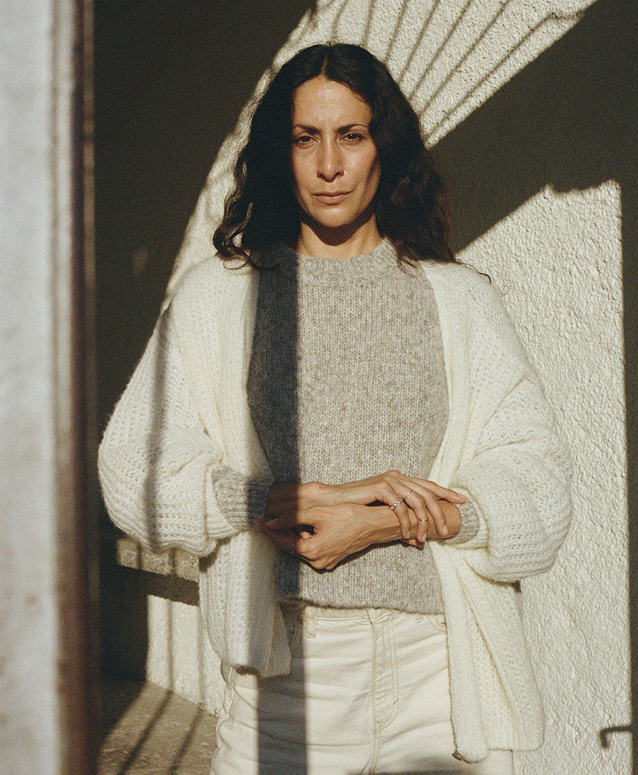 Leichter Strick-Wickelcardigan VEGA - Ivory