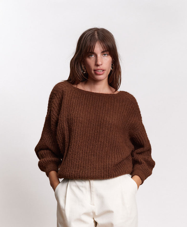 Leichter Strick-Wickelcardigan VEGA - Braun
