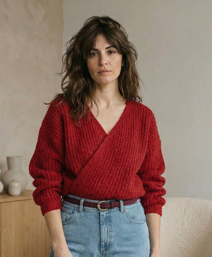 Ledergürtel LOUISA mit goldiger Schnalle - Bordeaux Suède