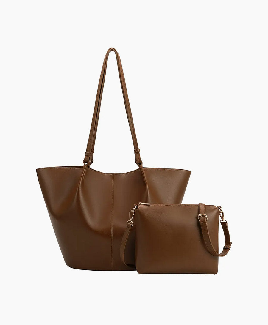 Schultertasche LYDIA aus veganem Leder - Braun