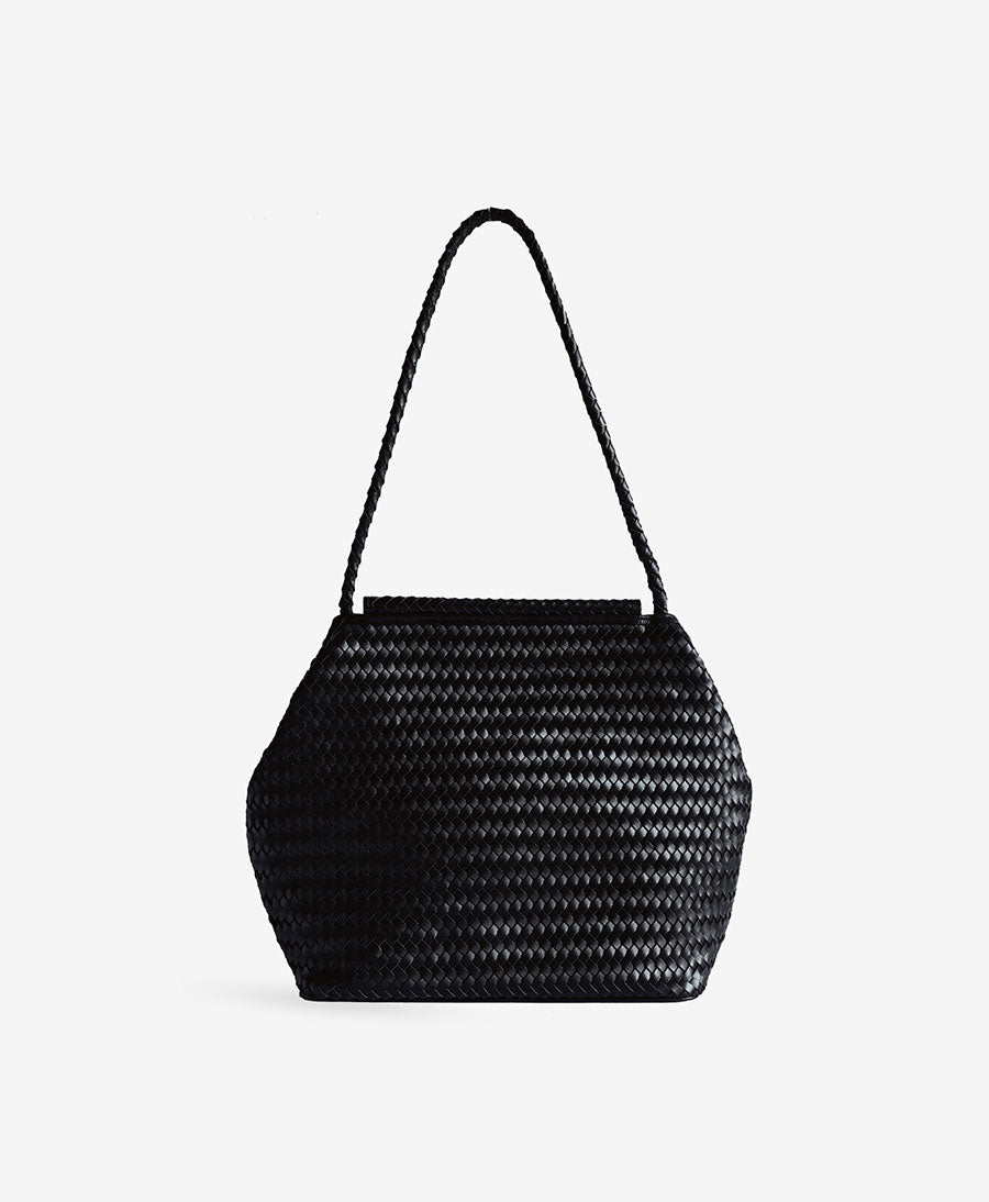 Gewebte Ledertasche "VERA" - Schwarz
