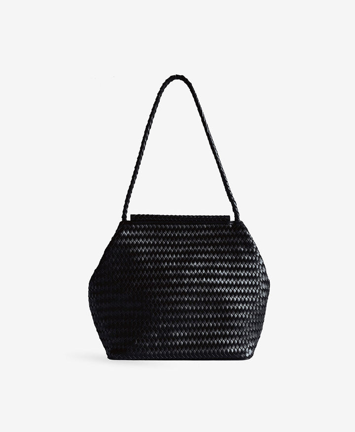 Gewebte Ledertasche "VERA" - Schwarz