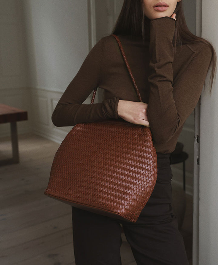 Gewebte Ledertasche "VERA" - Sienna