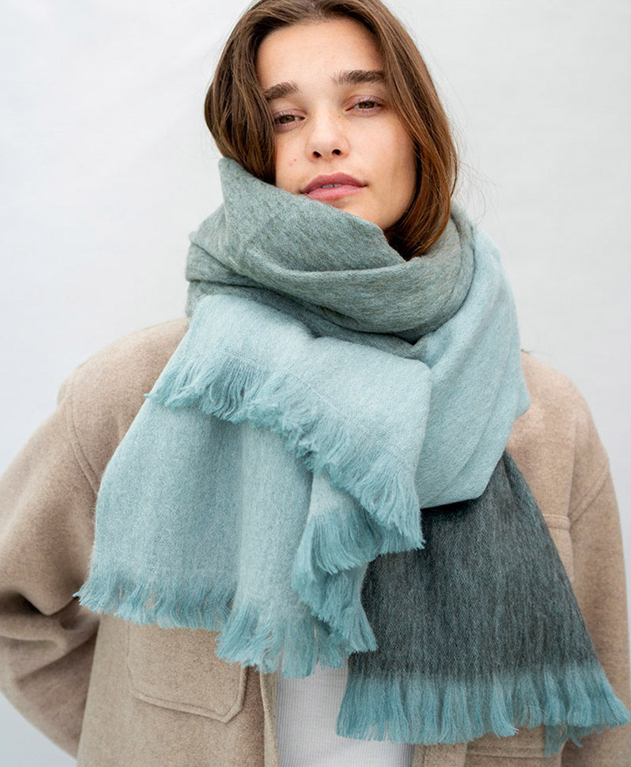 Halstuch Alpaka Schal - Ombre Verde Gris