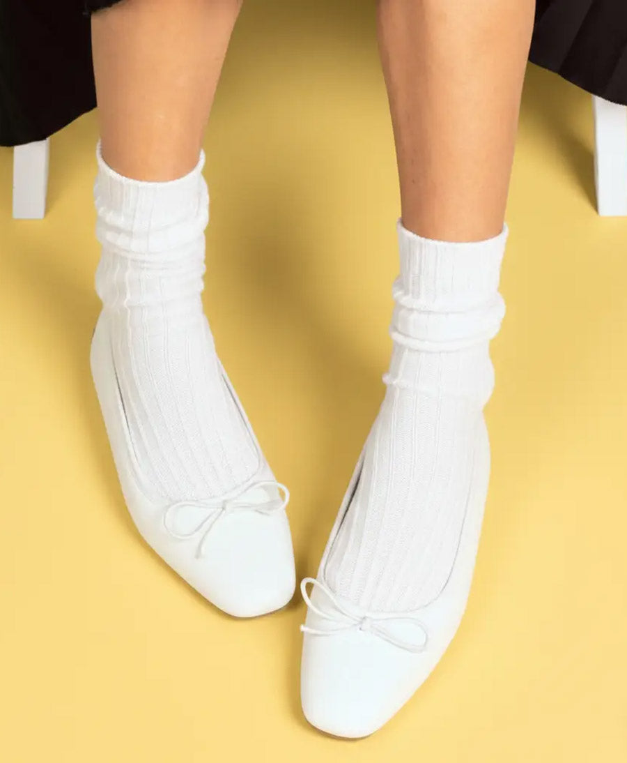 Socken Bio-Baumwolle - Rippenmuster - Weiss