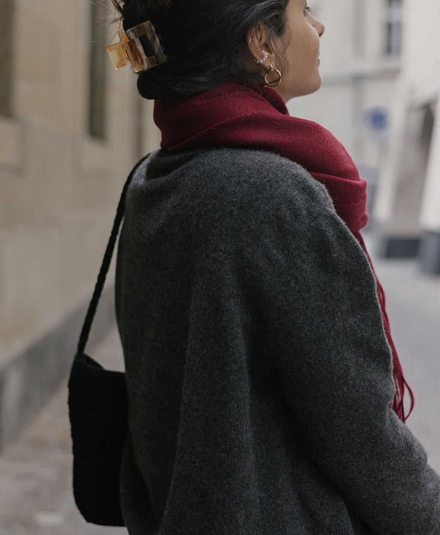 Gewebte Ledertasche "SERENA" Suede - Schwarz