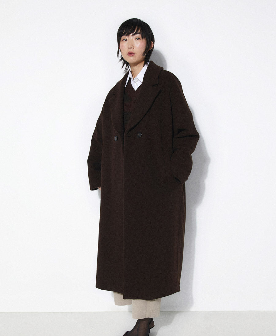 Dunkelbrauner Mantel CEDAR - Wolle