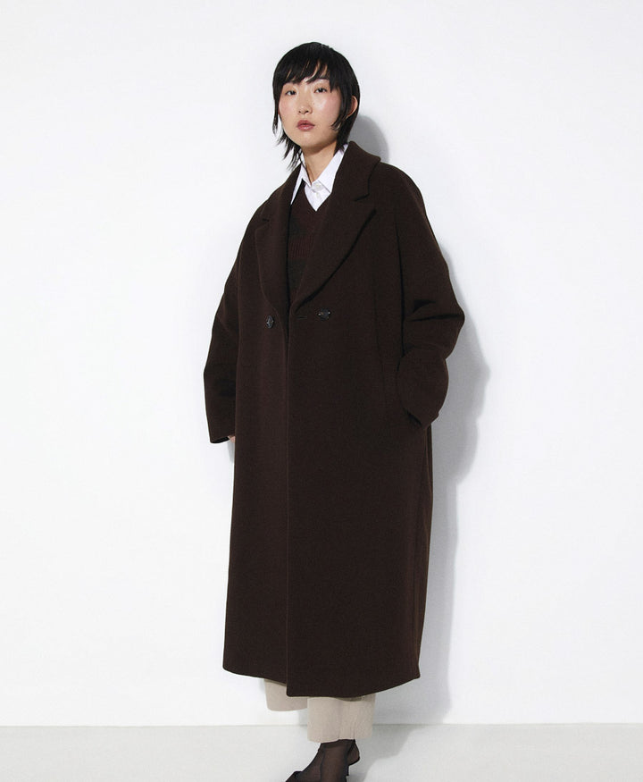Dunkelbrauner Mantel CEDAR - Wolle