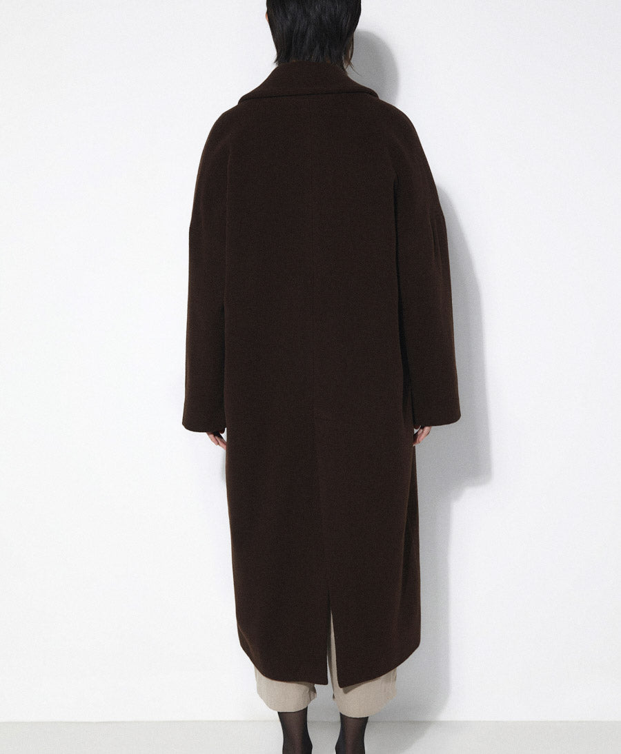 Dunkelbrauner Mantel CEDAR - Wolle
