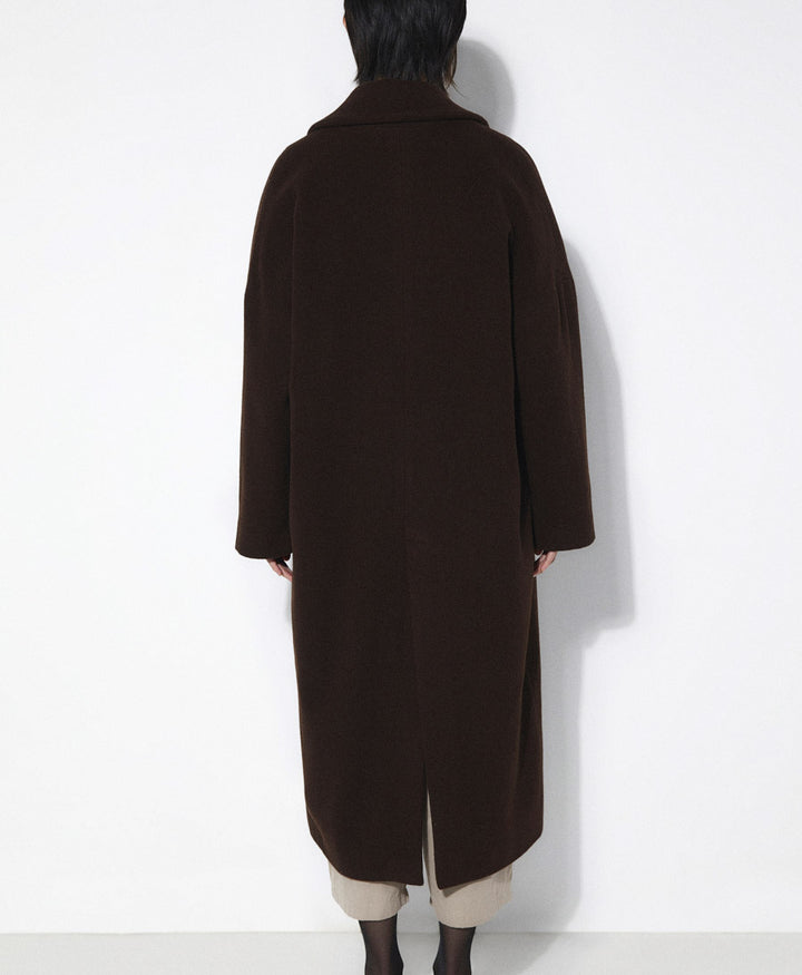Dunkelbrauner Mantel CEDAR - Wolle