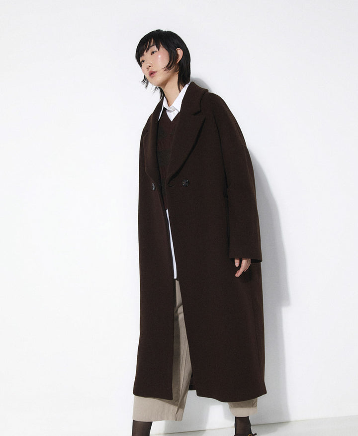 Dunkelbrauner Mantel CEDAR - Wolle