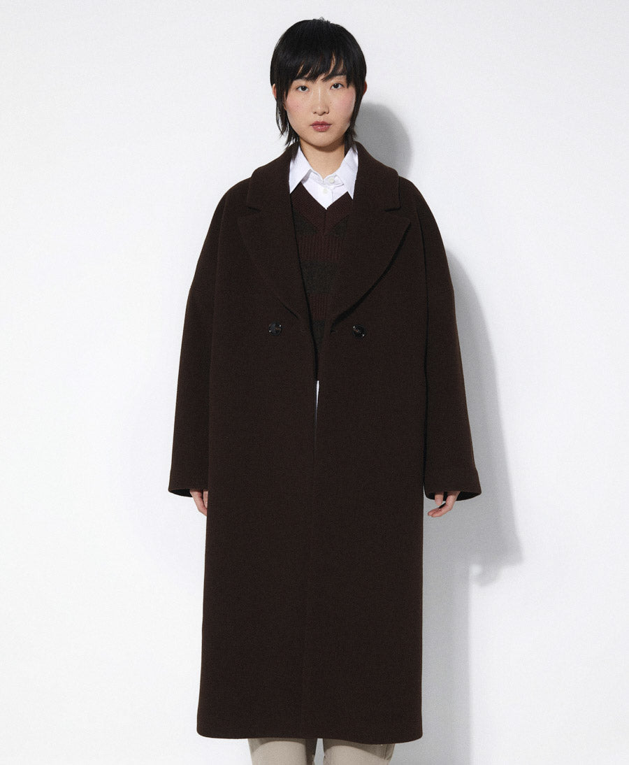 Dunkelbrauner Mantel CEDAR - Wolle