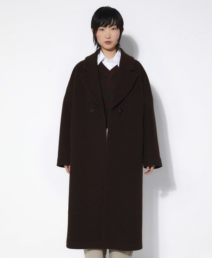 Dunkelbrauner Mantel CEDAR - Wolle