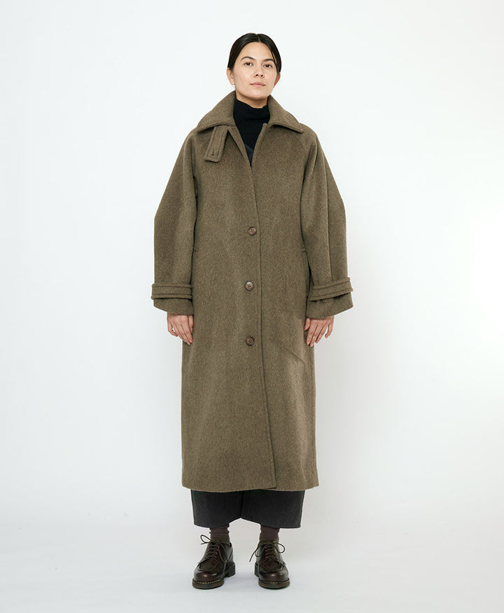 Langer Wollmantel "Balmacaan Coat" - Olive Gray