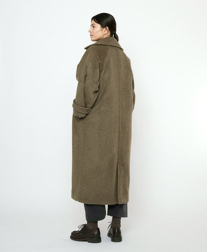 Langer Wollmantel "Balmacaan Coat" - Olive Gray