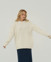 Strickpullover lang Claudia Näz in Ivory