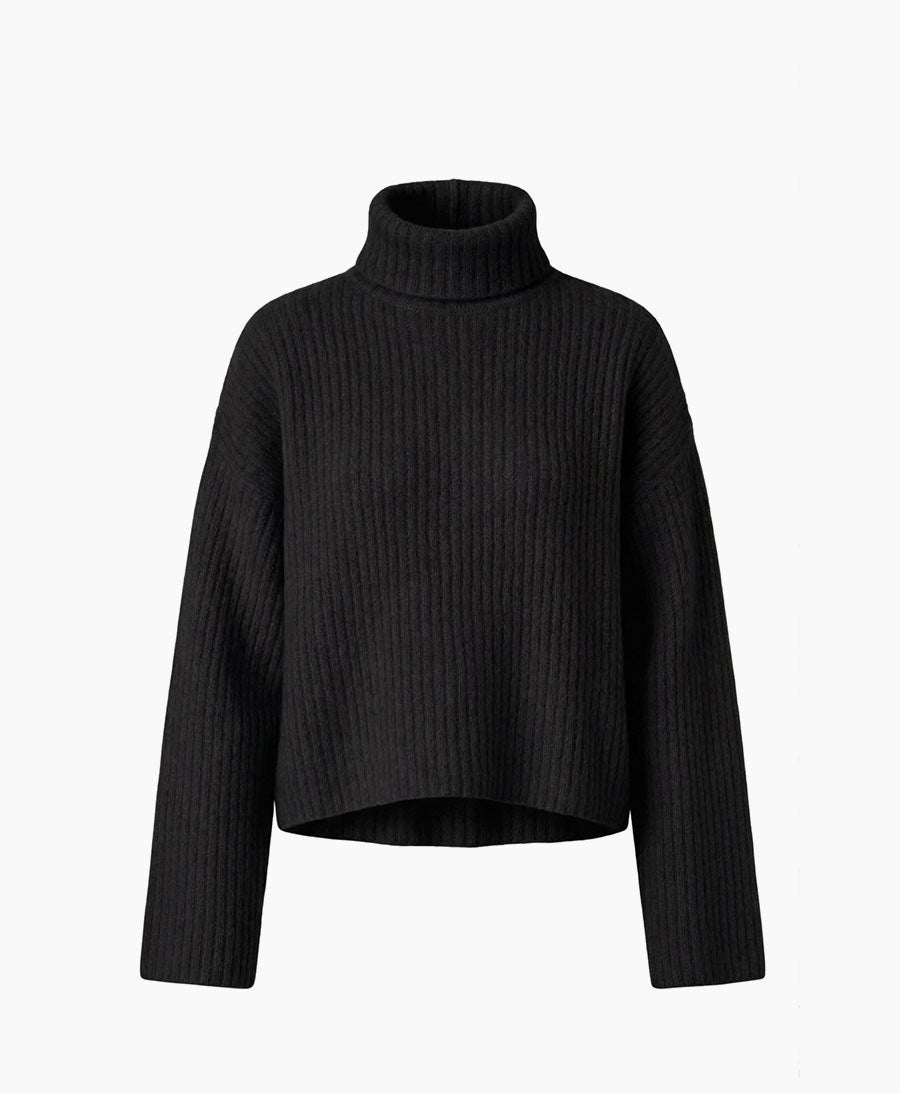 Warmer Rollkragenpullover - Schwarz