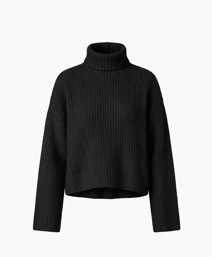 Warmer Rollkragenpullover - Schwarz