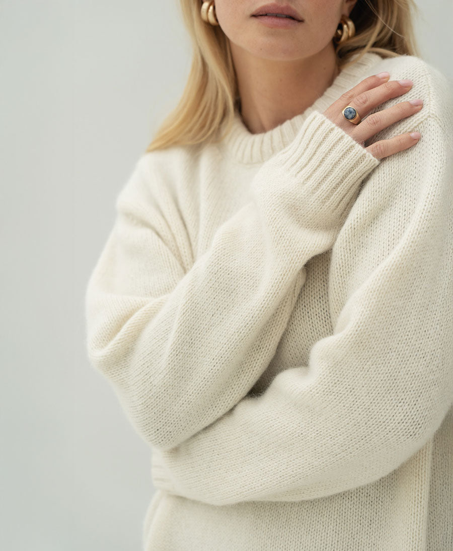 Langer Strickpullover Claudia - Ivory