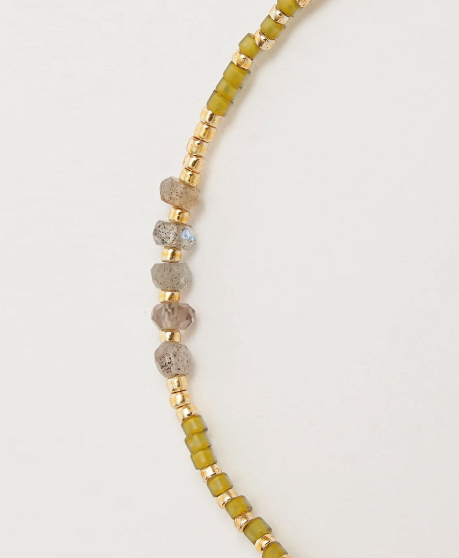 Halskette DINA vergoldet - Labradorit - Lime