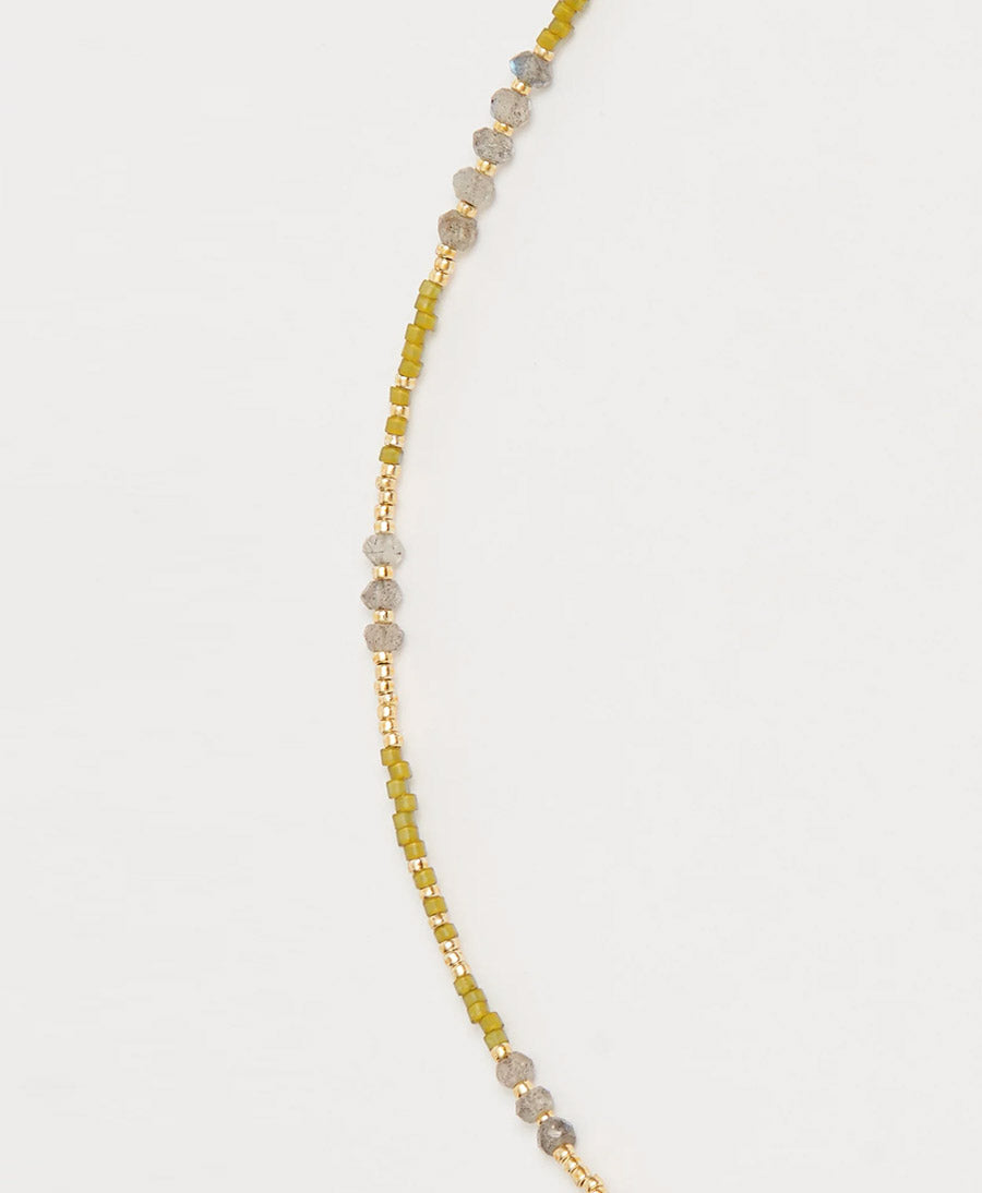 Halskette DINA vergoldet - Labradorit - Lime